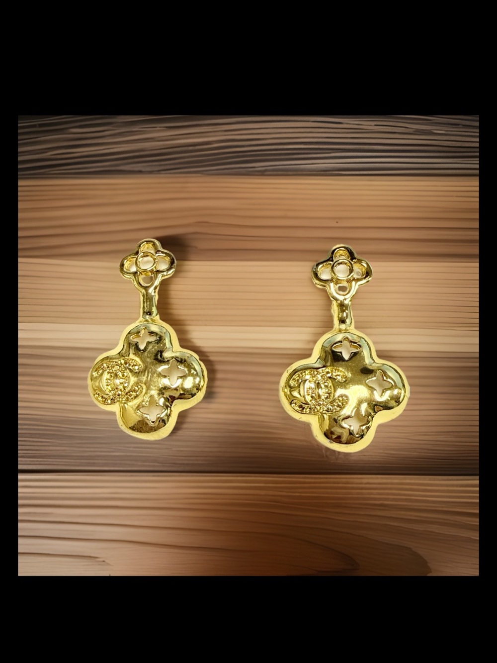 Gold Floral Motif Drop Earrings for Women